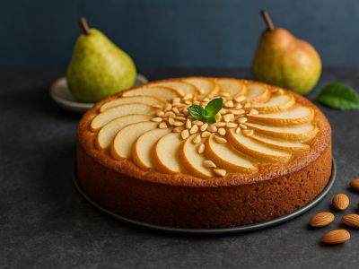 Gâteau moelleux poire-amande à l'huile d'olive 